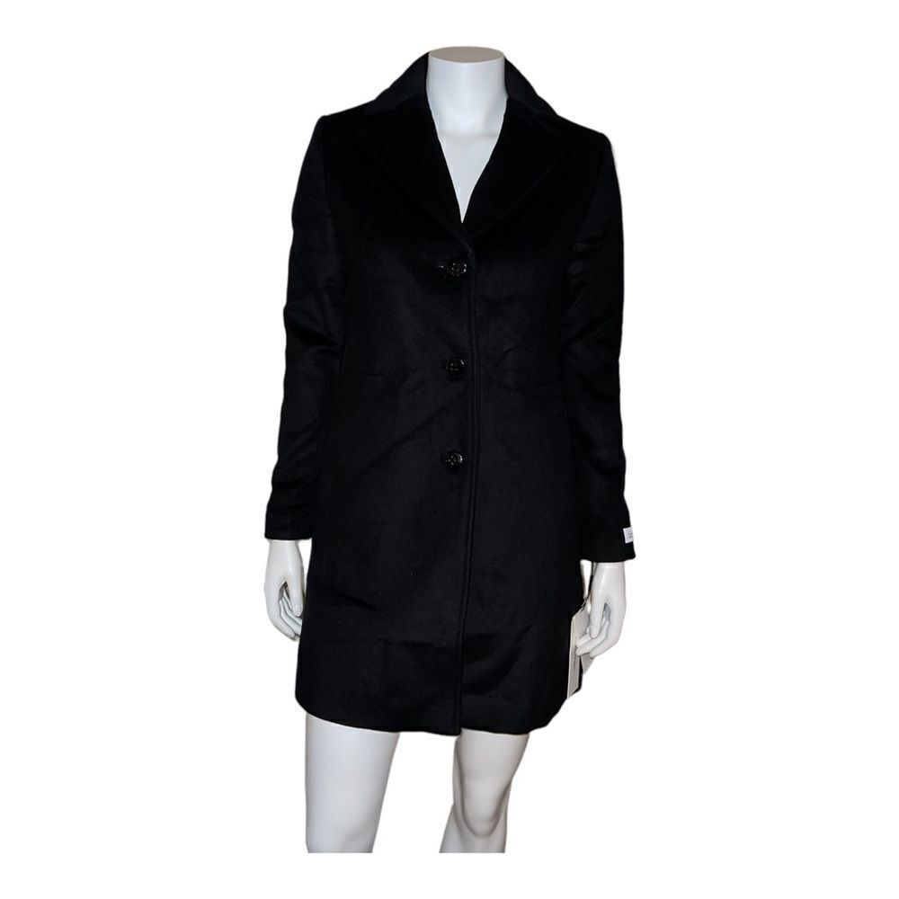 Calvin Klein Women's Single-Breasted Button Coat Wool Cashmere Blend Black 2 NWT - Picture 2 of 9